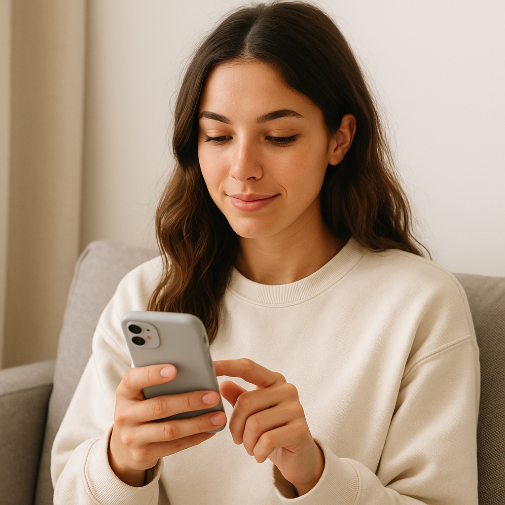 girl booking an appointment on her phone